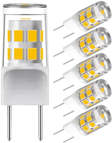 G8 Led Bulb,T4 3W Replacement For 20-25W Halogen Bulb,Warm White 3000K,GY8.6 JCD Type Bi-Pin Base,120V,300LM,Puck Light Bulb,For GE microwave light,Under Cabinet, Under Counter Kitchen Lighting(5Pack)