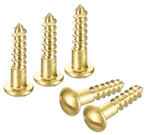 sourcing map Wood Screws M3 x 16mm Slotted Round Head Brass Self-Tapping Screw WoodWorking Screw 25 Pcs