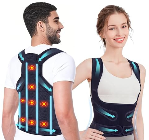 WVWMYM Correttore Posturale Spalle, 8 Magneti Fascia Lombare Supporto Schiena, Correzione Della Scoliosi E Della Gobba, Fornisce Forma il Collo, Spalle Schiena, Supporto Regolabile Donna Uomo