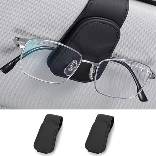 KEPYATI 2 Piezas Soporte Para Gafas De Sol Para Coche, Cuero Soporte Para Gafas De Sol, Soporte Para Parasoles De Coche, Ticket Tarjetas, Clip Gafas, Coche