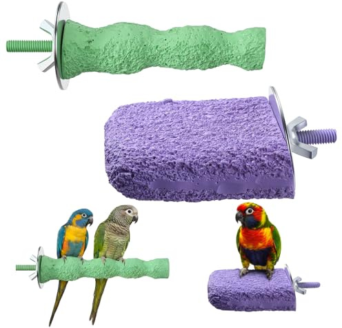 2 Stück Vogel Sitzstangen Für Papageien Vogelschnabel Schleifsteine rutschfest Papageienstange Wellensittich Zubehör Vogelkäfig Kauspielzeug Für Papageienkäfig Zubehör Lila Grün