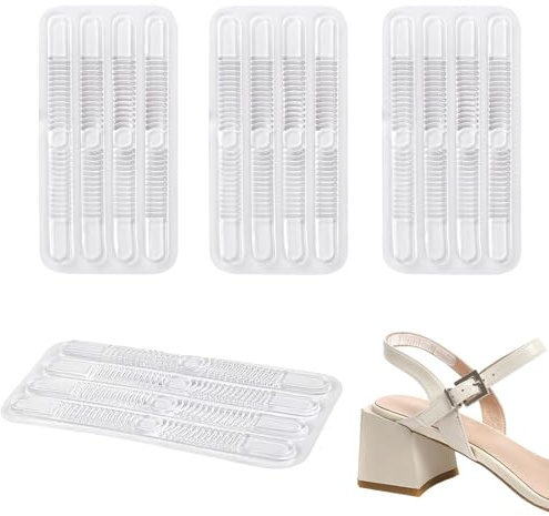 16 Pièces Sangles de Chaussures en Silicone, Coussinet Talon Chaussure Transparent, Protege Talon Chaussure pour Chaussures à Talons