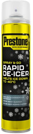 Prestone De-Icer, Anti Freeze Spray For Car Window, Fast Acting De-Icer Spray For Car, No De-Icer Works Faster, Prevents Re-Freeze & Melts Ice At -40C, Essential Car Accessories, Rapid Deicer, 600ml
