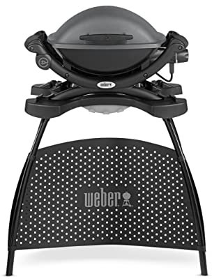 Weber Q 1400 Electric Barbecue with Stand/Portable Urban Grill, Porcelain-Enamelled Cast Iron Grate, Rapid-Heating Element, 43 x 32 cm Cooking Surface, Removable Catch Pan, 6-ft Power Cord, Black