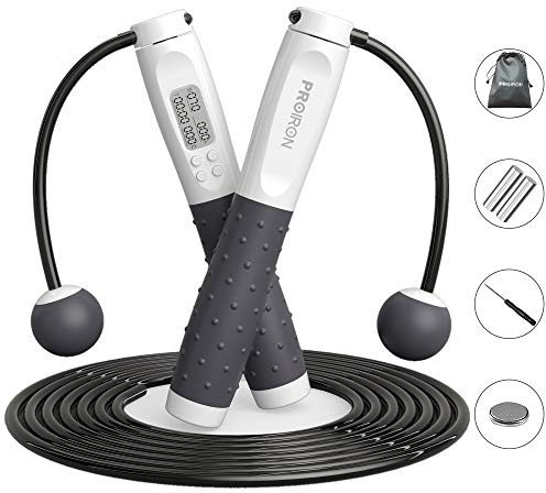 PROIRON corde a sauter sans fil,3M corde a sauter compteur,numérique wireless,Noir