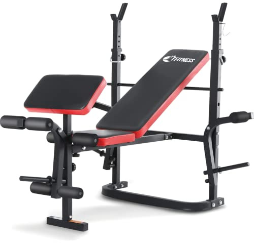 FFitness Panca Pesi Pieghevole Multifunzione Palestra Pettorali con Supporto Bilanciere e Schienale Regolabile