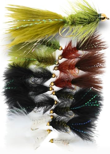 The Fly Crate - Moscas de lana para pesca de trucha, surtido de moscas de pesca con mosca (15 unidades, tamaño #10)