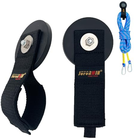 Juformin Heavy Duty Magnetic Hook, Magnetic Tool Holder, Magnetic Garage Hooks, Extension Cord Strap for Cable, Rope, Wire Storage in Garage,Workshop,RV,Pick-up(Dia.3.46 Magnet * 2Pcs)