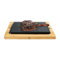 BEEFSTONE Set di mattoni lavici per bistecche, extra grande, in pietra calda, in pietra lavica e piastra in porcellana, carne, pesce grigliato su pietra calda (XXL)