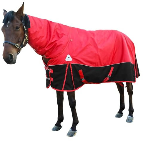 Horse Blanket Winter Horses Blankets for Real Horses, Turnout Blanket 300g Filling Liner 1680D Ripstop Horse Stable Blanket, Horse Care Blanket 78in(145) Red