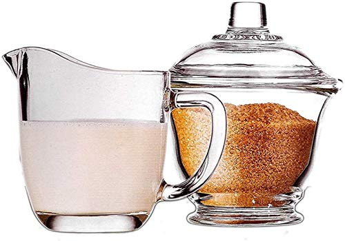 Schiuma di latte, schiuma di caffè, tazza di latte, zucchero e panna in vetro, set da caffè, zuccheriera in vetro trasparente con coperchio, bricco per il latte da 170 ml/5,7 once, bricco per la panna