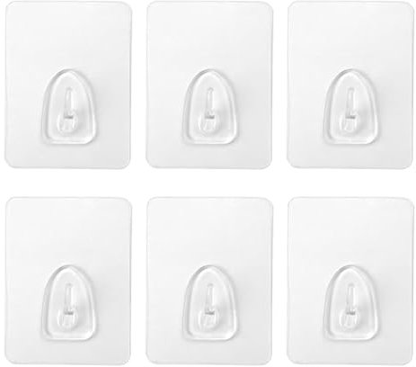 Gudalea Crochet Adhésif Extra fort, 6 pièces Crochet Mural, Auto-adhésif Transparent Pratique Clous Adhésifs Muraux pour Cuisine Salle de Bain Mur & plafond Suspension, Max 10kg