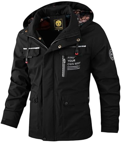 MEIION montalpin mont alpin Veste isolante tout terrain Veste de Ski Homme Imperméable et Coupe-Vent avec Capuche, Manteau d'Hiver Chaud et Pratique pour Activités Extérieures, Multi-Poches