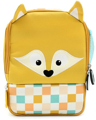 LES DEGLINGOS - SAC A DOS ENFANT ISOTHERME 2 COMPARTIMENTS- CYRANOS LE RENARD - Pique-nique et goûter - Voyage - Isolant PEVA - 26cm - Moutarde