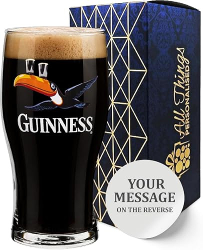 Official Toucan Guinness Pint Glass, Engraved with Any Message, Personalise for Any Occasion, Gift Boxed, Holds Up to 20oz/570ml