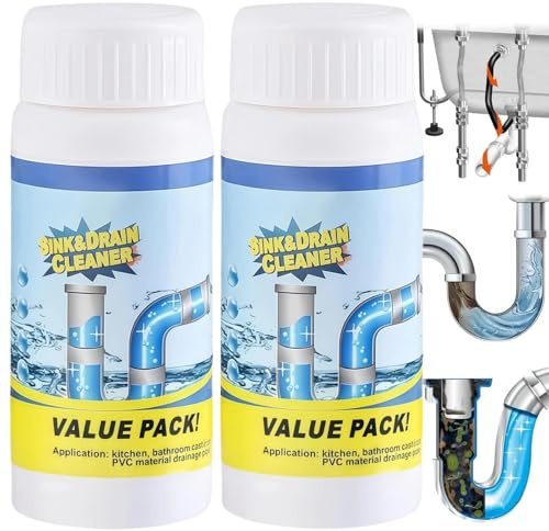 2PCS Powerful Sink and Drain Cleaner, Foaming Drain Cleaner, Sink and Dr-ain Unblocker, Foam Clog Remover, Heavy Duty Pipe Dredging Agent & Deodorant, Dr-ain Blockage Clea/ner for Bathroom, Kitchen ﻿