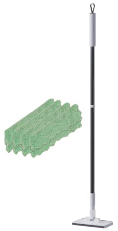 Scopa per la pulizia dei pavimenti, testa rotante a 360 gradi, con 2 panni riutilizzabili, per piastrelle, laminato, appartamento, camera da , corridoio, cucina, casa