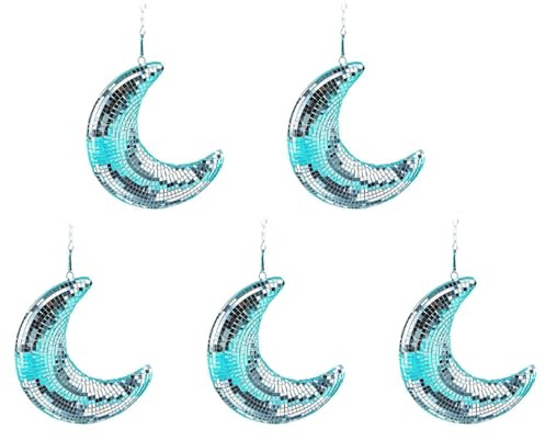 Jnchdghwa 5X Palla da Discoteca Palle da Discoteca Un Forma di Luna Decorazioni per Feste, Stanze, Casa, Bar, Decorazioni da Discoteca Sospese Luci da Discoteca Retroriflettenti