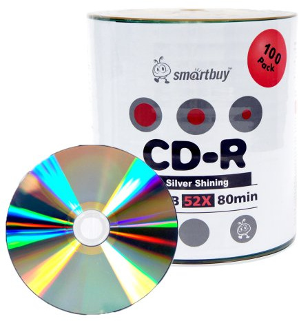 Smartbuy 700mb/80min 52x CD-R Shiny Silver Blank Data Video Recordable Disc (100-disc)