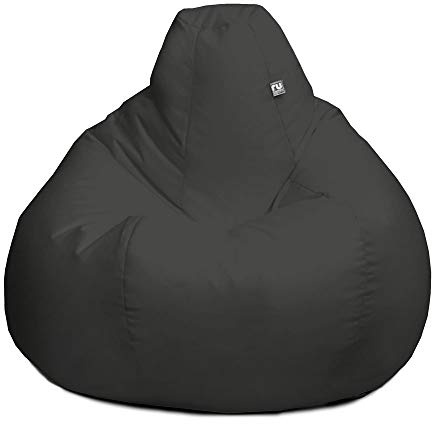 rucomfy Beanbags Extra Large Classic Outdoor Adult Bean Bag Chair. Home or Garden Gaming Seat Patio Furniture. Arrives Filled. Water & UV Resistant. Machine Washable - 70 x 110cm (Grey)
