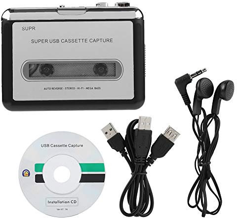 Lector de Cassette, Grabador USB portátil de Cinta a PC Grabador de Cassette Grabador MP3 Reproductor de música Acquisci Audio Digital para portátil y PC