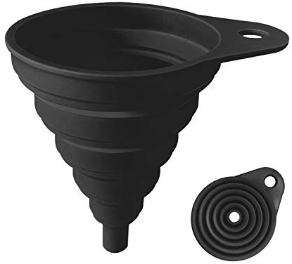 Funnels for Kitchen Use, Food Grade Silicone Collapsible Kitchen Funnel (Black)