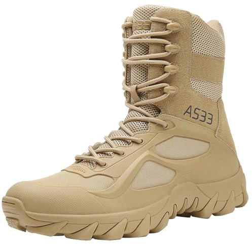 Kervaky Men's Military Tactical Boots Lightweight Work Boot Non-Slip Breathable Jungle Desert Combat Boots-mise42