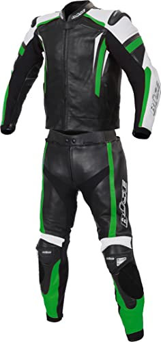 Büse Track 2-Teiler Damen Motorrad Lederkombi (Black/Green,36)