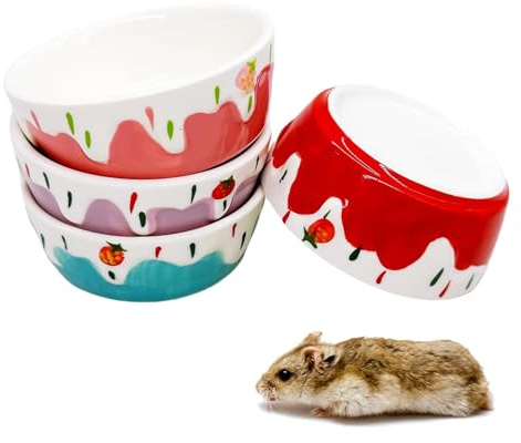 4 Pack Hamster Food Bowl Small Animals Ceramic Food Water Bowl Prevent Tipping Moving for Gerbil Chinchilla Hedgehog Rat