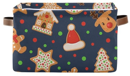 Mnsruu Cesto portaoggetti per scaffali, scatole di zucchero e pan di zenzero con manici, grandi contenitori per armadio