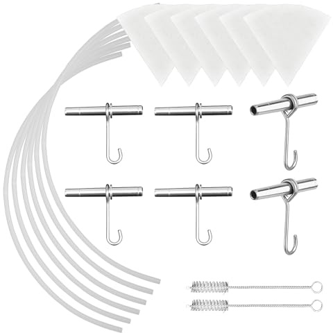 ARGCONNER Maple Syrup Tapping Kit – (6) Stainless Steel Spiles and Hooks, (6) 3-ft Food Grade Tubing, (6) 1-Quart Syrup Pre-Filters, (2) Spile Cleaning Brushes, Upgraded Maple Tree Tapping Kit