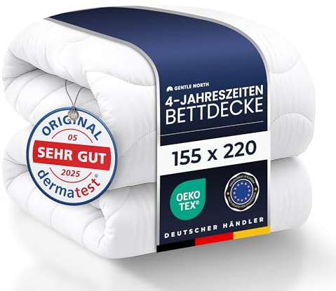 Gentle North Bettdecke 155x220 als Schlafdecke - 4-Jahreszeiten Bettdecke für Allergiker geeignet - Weiche Steppdecke - Besonders Flauschig & waschbar bei 60°