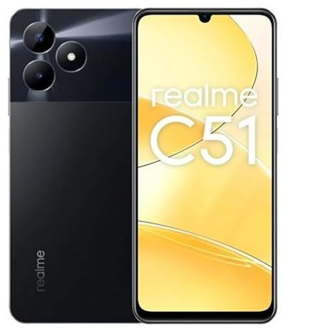 realme C51 Smartphone 6 + 256 GB, 50 MP Primary AI Camera, 33 W Supervooc Charge, 6.74 Inch 90 Hz Display, 5000 mAh Solid Battery, NFC, Carbon Black