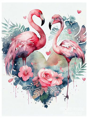 SHEGZHUC Diamond Painting Flamingo Rose 30 x 40 cm Diamond Painting Pictures Flamingo Diamond Painting Heart Love Pink Rose Flowers Diamond Painting Art Embroidery Cross Stitch Pictures Gift Wall