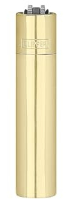 Clipper - Mechero de Metal Reusable Dorado Brillante | Encendedores en Tamaño Grande | Reutilizables con Nuestros Kits | Ideal para Prensar (Dorado Brillante)