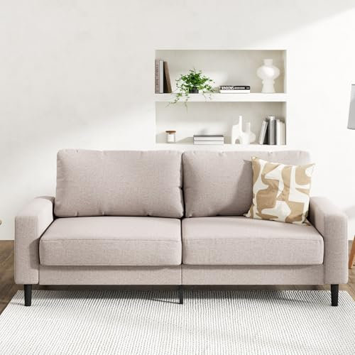 Zinus Colton Sofa 3 Plazas - Diseño Contemporáneo - Montaje Rápido - Mueble Salon, Dormitorio u Oficina - 195 x 88 x 83 cm - Beige
