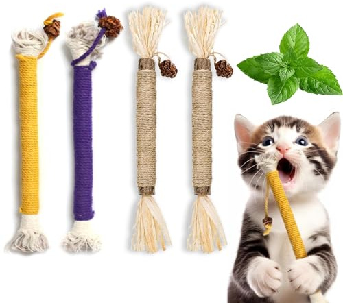 SUOXU Catnip Toy Silvervine Chew Sticks,Interactive Cat Toy for Indoor Cats, Natural Cat Kitten Teething Chew Toy, Suitable For Teeth Cleaning and Stress Release Catnip Toy Chewing Rope