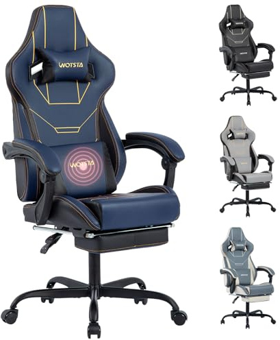 Gaming Chair, Ergonomic Gaming Chair, Computer Chair with Headrest and Lumbar, Racing Computer Chairs, Height Adjustable Rotating PC Chairs, Blue