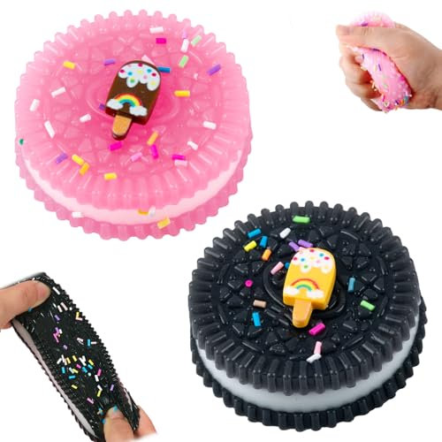 GWAWG 2 Stück Oreo Squishy, Taba Squishy Oreo Stressabbau-Spielzeug, Fufu Squishy Keksspielzeug für Kinder und Erwachsene, ultraweiches Dekompressions-Quetschspielzeug, perfekt für Zuhause, Büro,