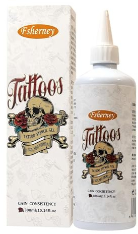 VRAIKO Fsherney Tattoo Transfer Gel, 300ml Large Tattoo Stencil Gel Cream, Skin-Friendly & Fast-Drying Transfer Solution for Clear & Long-Lasting Designs, Clean and Easy Application