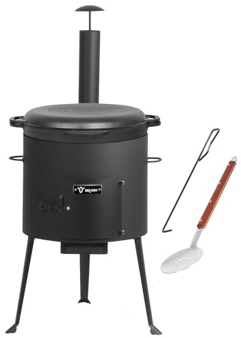 BBQ-Toro Kazan i gjutjärn med ugn Kazan Ø 39,5 cm, 16 l-potten med gjutjärnslock, för gulasch, kokare, utomhusugn, elektrisk ugn, enkel ugn, skorsten, utomhuskök