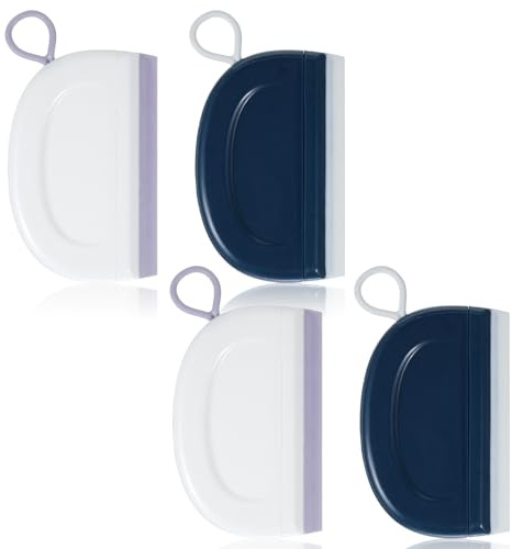 Guduling 4 Pcs Mini Squeegee,Small Squeegee,Mini Silicone Bathroom Squeegees for Shower Doors, Windows, Glass, Bathroom & Kitchen Cleaning(White,Black)