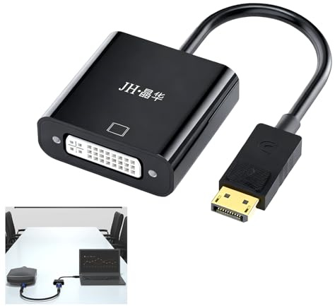 Riybyds 0.1M Adaptateur DisplayPort vers DVI, Convertisseur Unidirectionnel DVI-D Mâle vers Femelle, 1080p HD, Adaptateur DVId vers DisplayPort femelle, pour Ordinateurs Portables, PC et Autres