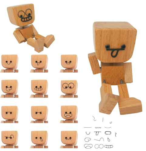 Shaking Wooden Man Figurine, Affascinante Piccola Figura in Legno, Funny Interior Car Ornaments, Bambola in Legno Fatta a Mano, Shaking Feet Wooden Doll, per Auto Cruscotto Arredamento Regali