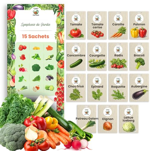 TORAF Set di Semi Orto 15 Varietà – Verdure Premium per Giardino, Balcone e Serra – Pomodoro, Carota, Peperone, Cetriolo, Zucchina, Broccolo, Porro, Rucola – Coltivazione Facile – Semi da Piantare