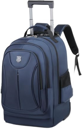 diwedaso Reliable Rolling Backpack with Trolley Offers Smooth Transitions Classroom to Boardroom Suitable for Business Trolley Backpack with Wheels Double, Blue, 50x34x22cm