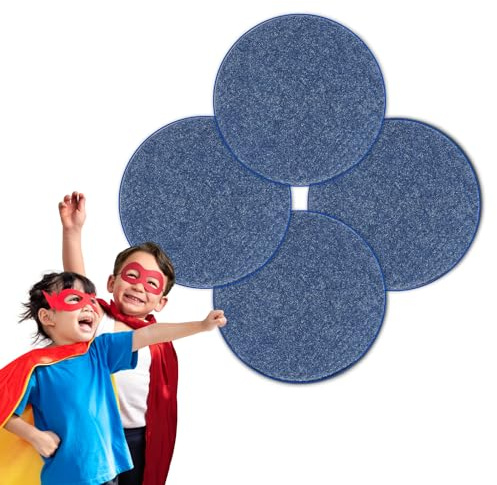 Set 4 - Super Hero Kids Crazy Carpet Circle Seats 18” Round Soft Warm Floor Mat - Cushions | Classroom, Story Time, Group Activity, Time-Out Spot Marker and Fun. Home Bedroom & Play Areas