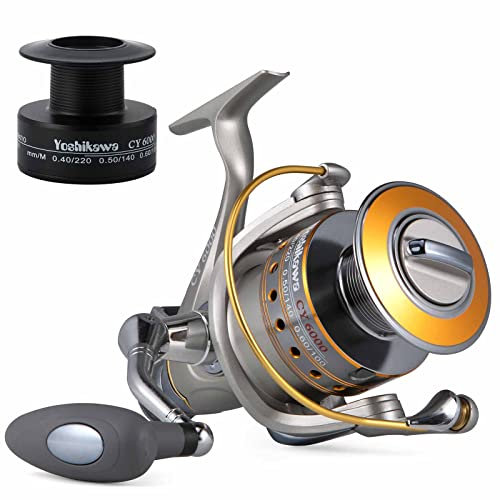 Yoshikawa Spinnrolle mit Baitfeeder, Karpfen-Angelrolle, 10+1 Kugellager, 5,5:1, korrosionsbeständige Aluminiumspule, Meeresangelrolle 3000, maximale Zugkraft 36 lb, Kohlefaser-Zugkraft