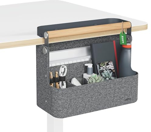 Leitz Bärbar Skrivbordsorganisatör med Handtag - Hängande Kontorsorganisatör med Avtagbar Innerbricka och Elastiska Hållare - 38 x 19 x 30-33cm