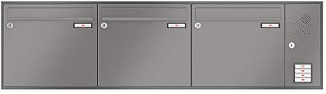 RENZ/Schattenfuge / 3er Unterputz-Briefkastenanlage Einbau-Briefkasten mit Sprechfeld/RAL-Farbe 9007 Volumen 1/Dein-Briefkasten.de